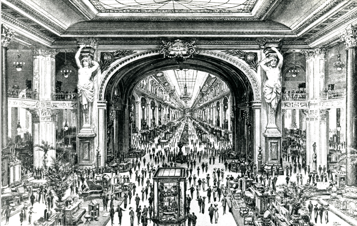 Vue intérieure des Grands Magasins Dufayel dans les années 1900 – Archives historiques BNP Paribas