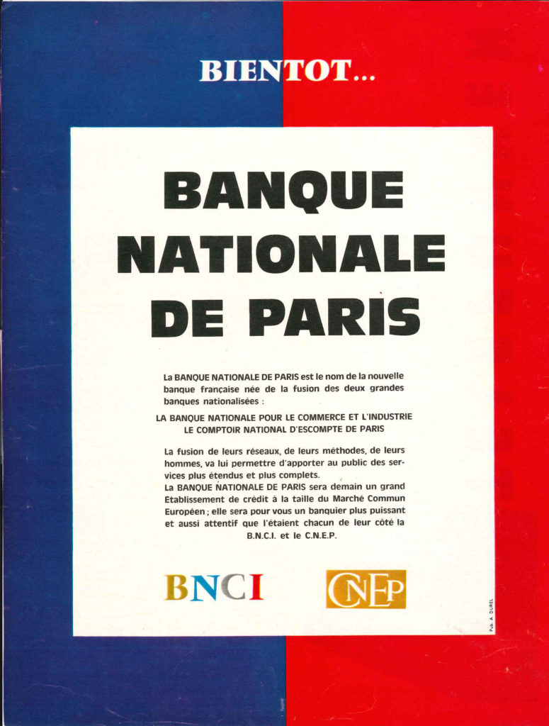 Communication suite à l’annonce de la fusion du CNEp et de la BNCI, 1966