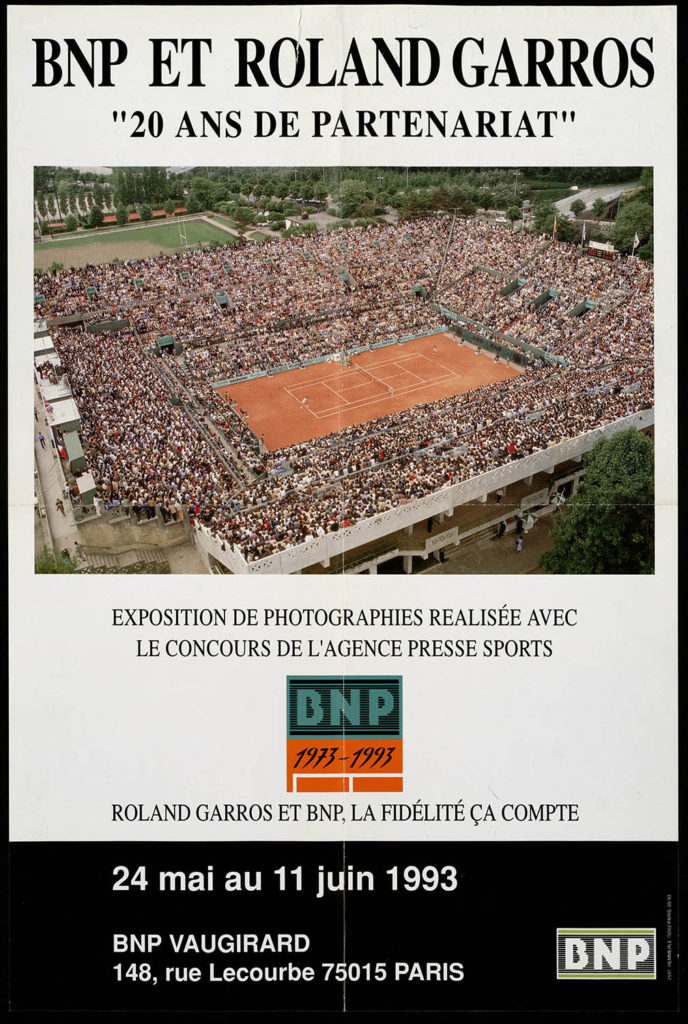 Affiche célébrant les 20 ans de partenariat entre BNP et Roland-Garros, 1993 – Archives historiques BNP Paribas
