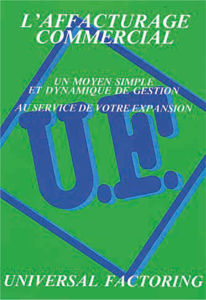 Brochure d’Universal Factoring, filiale d’affacturage entrée dans le Groupe BNP en 1982