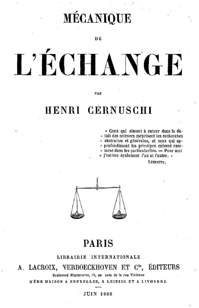 Mécanique de l’échange, 1865