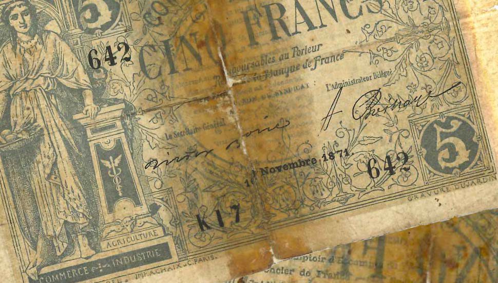 A necessity note of 1871 from Comptoir d’Escompte de Paris - BNP Paribas Historical Archives