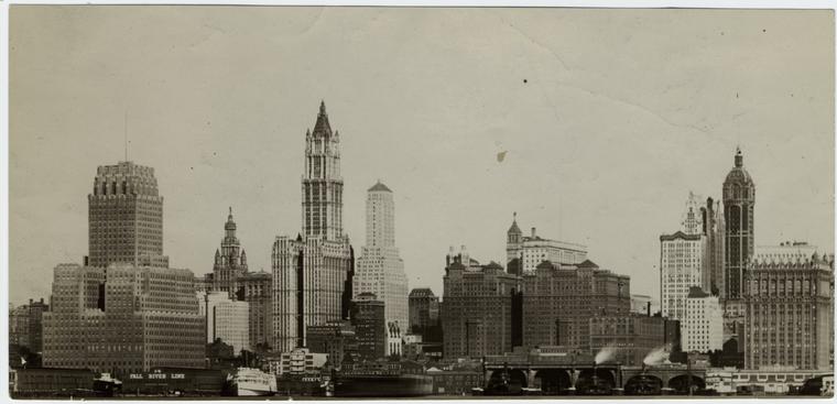 Art and Picturale Collection, The New York Public Library. "Lower Manhattan skyline. 1912. The New York Public Library Digital Collections
