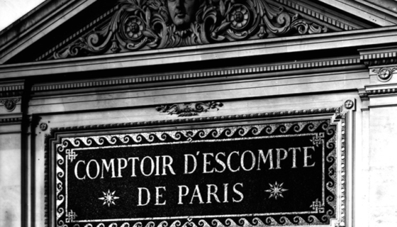 Cartouche with the Comptoir's corporate name by Durandelle, 1882. BNP Paribas Historical Archives.