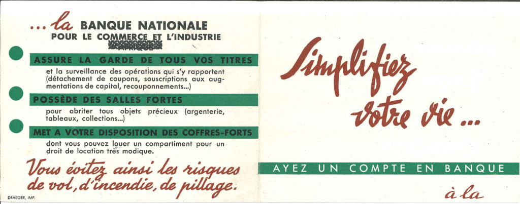 Prospectus de la BNCI faisant la promotion du chèque 1/2, 1950-1966 - Archives historiques BNP Paribas