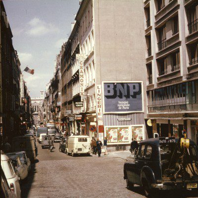 Logotype of the BNP on a poster in rue d'Hauteville in Paris, 1966 - BNP Paribas Historical Archives