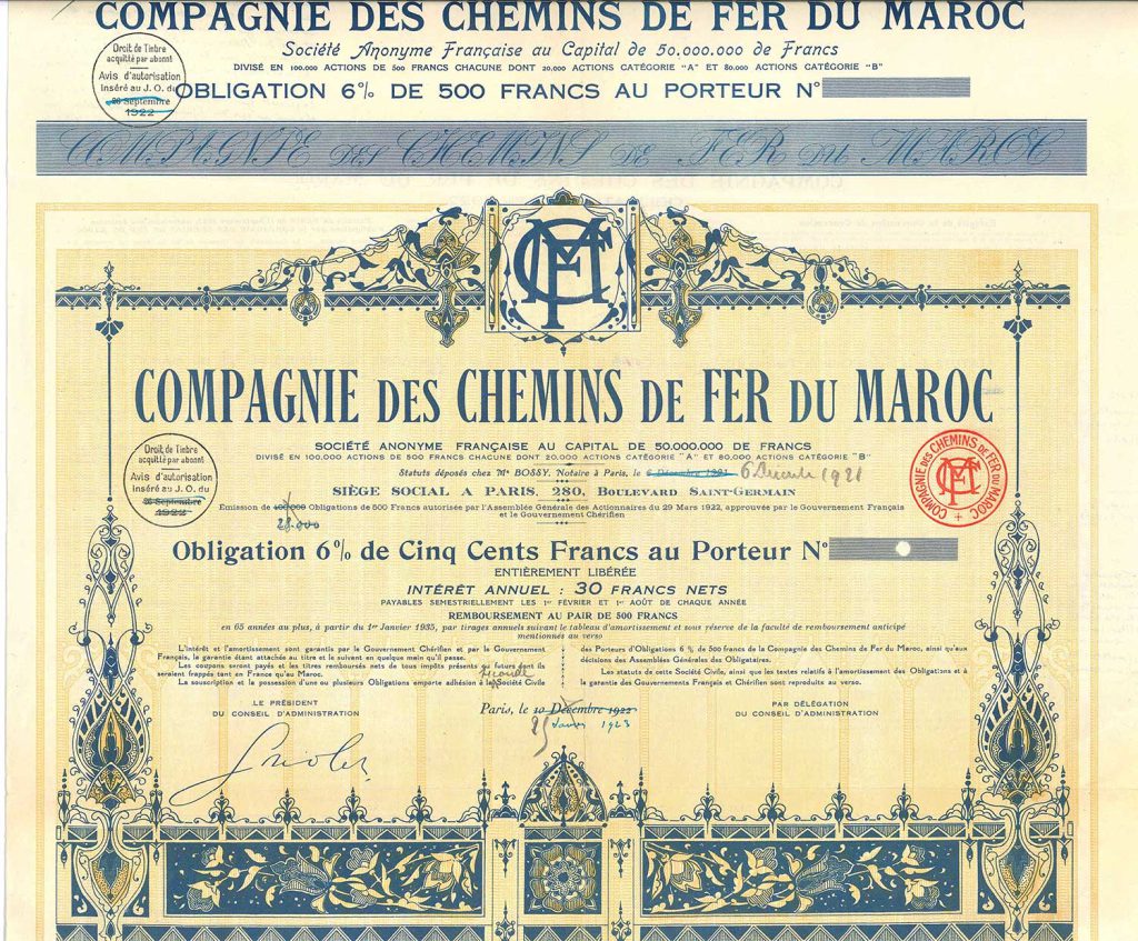 Obligation 6% de 500 francs, 1923