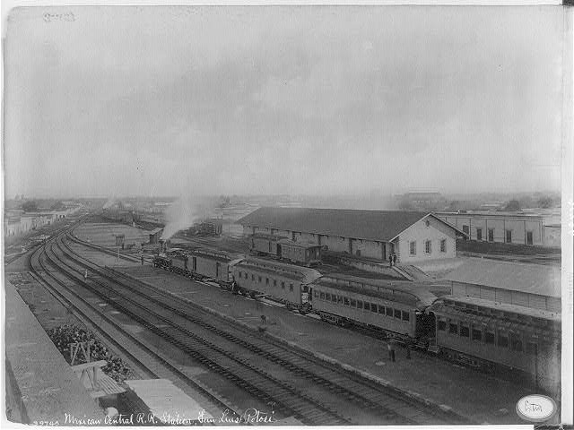 Mexico - Railroad scenes: Mexican Central Railroad Station, San Luis Potos, 1895, Bibliothèque du Congrès