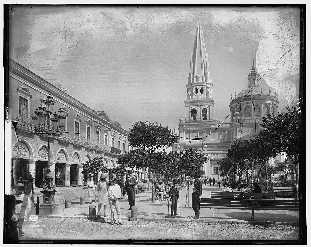 Plaza de Armas and cathedral, Guadalajara. Guadalajara Mexico, 1890-1897, Library of Congress