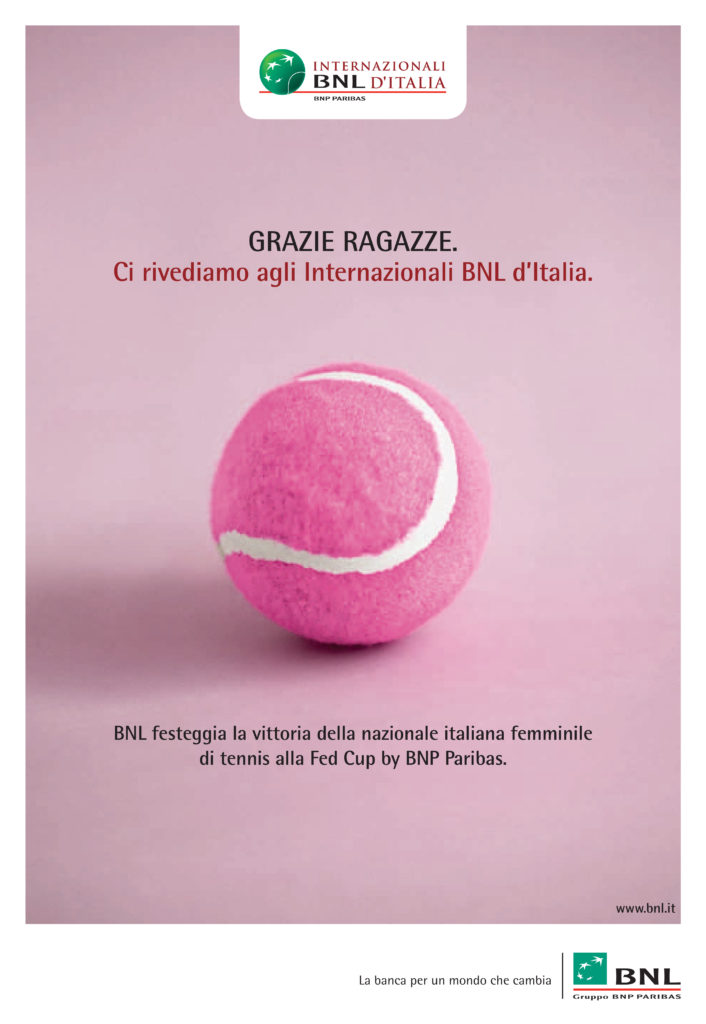 Affiche de l'Internazionali BNL d'Italia célébrant la victoire de la nationale italienne de tennis à la Fed Cup by BNP Paribas - Archives historiques BNP Paribas - Cote 5AF539