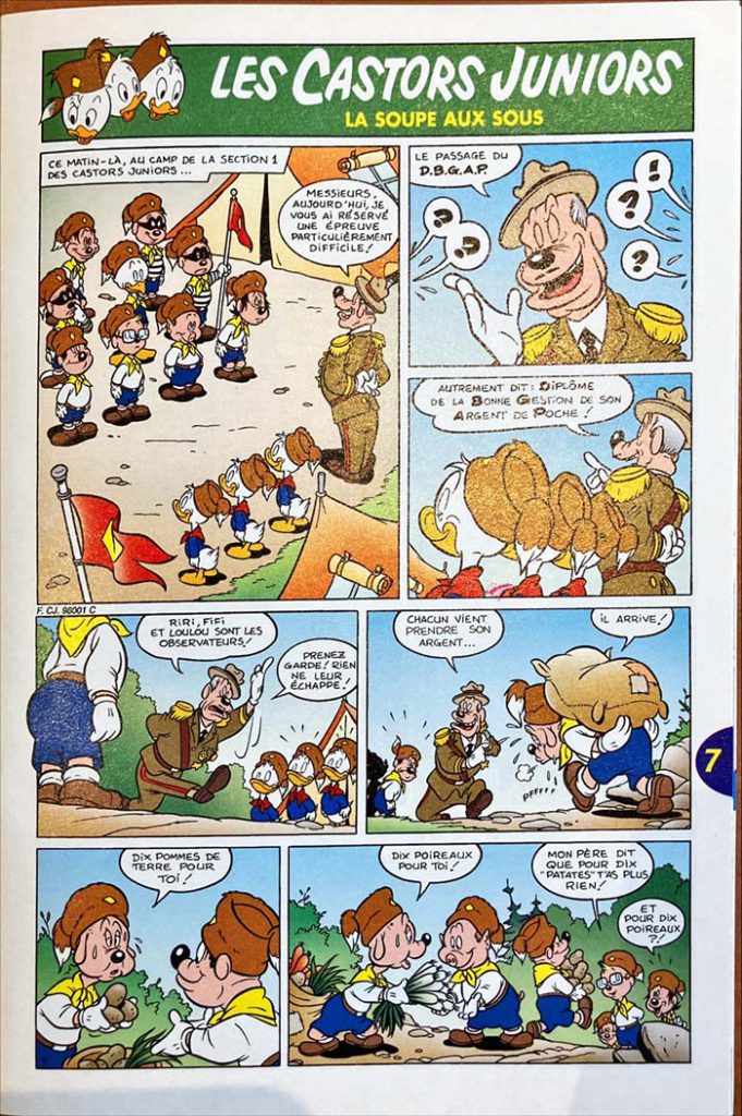 Comic strip "Les Castors Juniors" (Junior  Beavers) entitled "Penny soup"