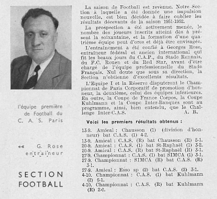 Georges Rose au CAS Paris Foot. Archives historiques BNP Paribas, Per4 067.