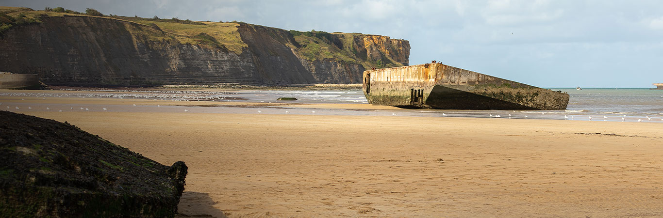 Famous British Mulberry harbours In Normandy in France