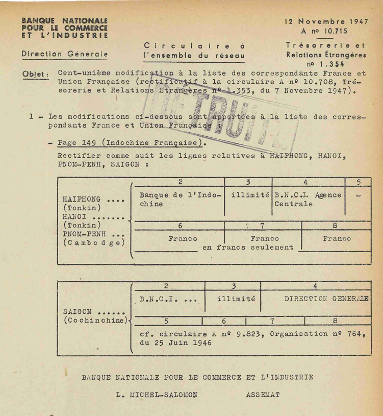 251ah037 Bnci Circulaire Liste Des Correspondants France Et Union Française